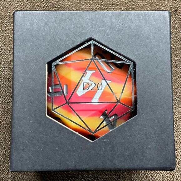 Fire Dragon D20 Dice 55mm D&D 20 Sided Dice Yellow Pink Orange Role Play Game - Picture 2 of 6